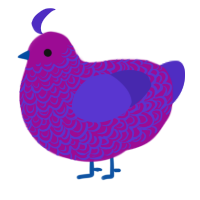 Plummie, a plum and indigo chicken with a double-lace pattern