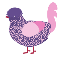 Wisteria, a overcast and pink chicken with a double-lace pattern