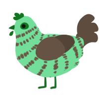 Mintie, a spring and bark chicken with a bar pattern