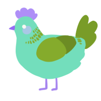 Minty, a mint and chartreuse chicken with a neck-band pattern