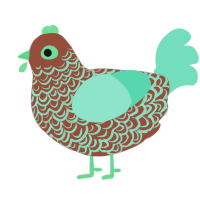 (unnamed), a russet and mint chicken with a double-lace pattern