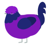 (unnamed), a violet and navy chicken with a head pattern