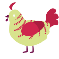 (unnamed), a lemon and crimson chicken with a half-bar pattern