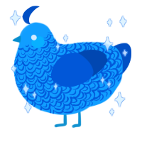 Fancy Twitter, a sky and ultramarine chicken with a double-lace pattern