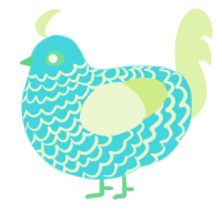 (unnamed), a aqua and apple chicken with a lace pattern