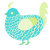 West Coast, a aqua and apple chicken with a lace pattern