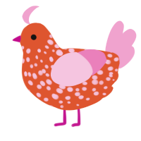 (unnamed), a vermilion and pink chicken with a speckle pattern