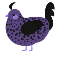 (unnamed), a overcast and black chicken with a speckle pattern