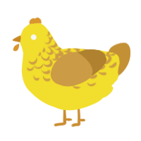 Daisy, a yellow and gold chicken with a half-lace pattern