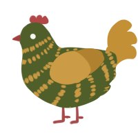 Remington wip, a olive and gold chicken with a bar pattern