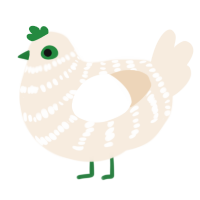 (unnamed), a cream chicken with a bar pattern