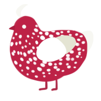 Ordinary Shroom, a crimson and white chicken with a speckle pattern