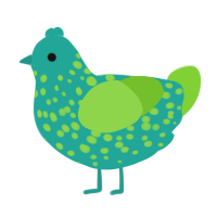 (unnamed), a turquoise and grass chicken with a speckle pattern