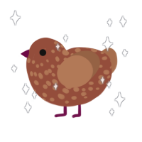 toffee, a russet and brown chicken with a speckle pattern