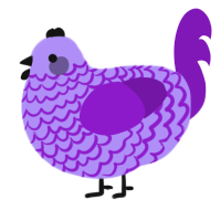 Luz, a lilac and violet chicken with a lace pattern