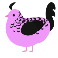 Pop Star, a lavender and black chicken with a half-lace pattern