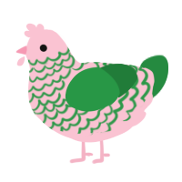 Moldy Ham, a rose and viridian chicken with a lace pattern