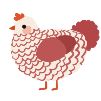 (unnamed), a cream and red chicken with a lace pattern