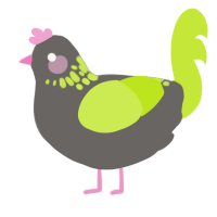 toxic love, a grey and lime chicken with a neck-speckle pattern