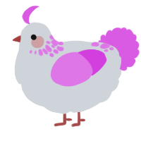 A mist and orchid chicken with a neck-speckle pattern