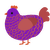 Coffee Shop Playlist, a violet and red chicken with a lace pattern