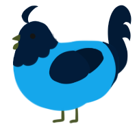 A sky and tumblr chicken with a head pattern