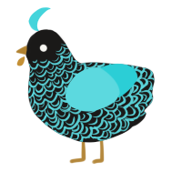 Real Cat, a sable and aqua chicken with a double-lace pattern