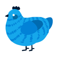 Astral, a sky and sapphire chicken with a bar pattern