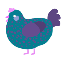 Mary, a sea and overcast chicken with a lace pattern