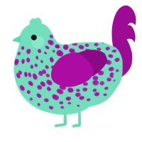 Acyen, a spring and plum chicken with a speckle pattern