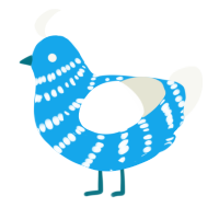 Perfect Blue, a sky and white chicken with a bar pattern