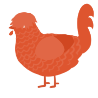 THE SUN, a vermilion chicken with a lace pattern