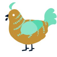 (unnamed), a gold and mint chicken with a half-bar pattern