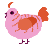 (unnamed), a pink and vermilion chicken with a half-bar pattern