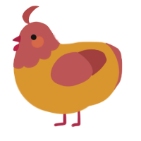 Carrot Muffin, a orange and red chicken with a head pattern