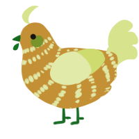 Poisonous Potato, a gold and lemon chicken with a bar pattern