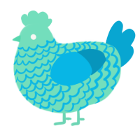 Xyx mint, a mint and teal chicken with a lace pattern