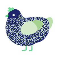 deep sea glow fish, a navy and gluppy chicken with a double-lace pattern