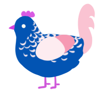 (unnamed), a ultramarine and rose chicken with a half-lace pattern