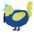 Thomas, a ultramarine and yellow chicken with a head pattern