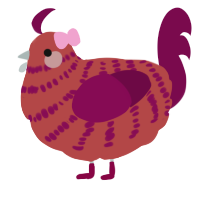 Crepuscular, a red and wine chicken with a bar pattern