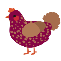 (unnamed), a maroon and brown chicken with a speckle pattern