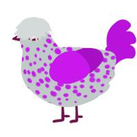 (unnamed), a silver and amethyst chicken with a speckle pattern