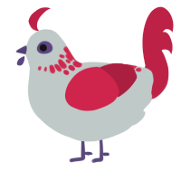 Ichabod, a silver and crimson chicken with a neck-speckle pattern