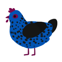 alien void, a ultramarine and black chicken with a speckle pattern