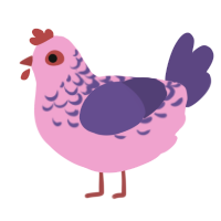 sequin, a pink and overcast chicken with a half-lace pattern