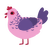 Sequin, a pink and overcast chicken with a half-lace pattern