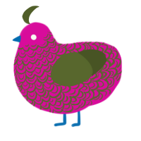 rosethorn, a fuchsia and olive chicken with a double-lace pattern