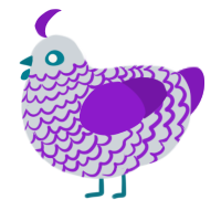 Fancy, a mist and violet chicken with a lace pattern