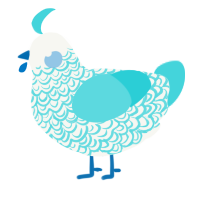 I like u, a white and aqua chicken with a double-lace pattern